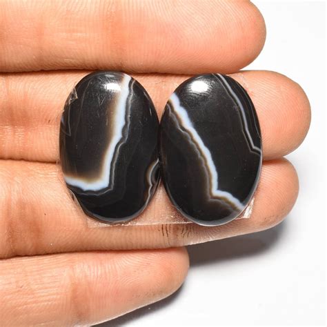 Black Onyx Pair Oval Cabochon Cabochon Pair Onyx Etsy