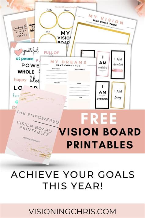 6 Beautiful Free Vision Board Printables And Templates Vision Board Printables Free Vision