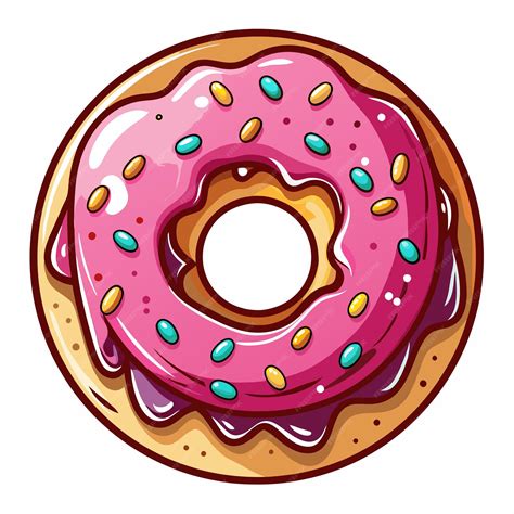 Cartoon Pink Glazed Donut With Sprinkles Premium Ai Generated Vector