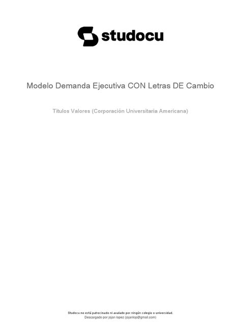 Modelo Demanda Ejecutiva Con Letras De Cambio Pdf Pagaré