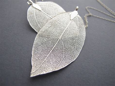 Sterling Silver Leaf Necklace Real Leaf Necklace Statement