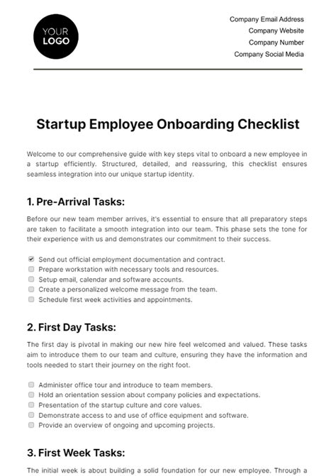 Free Startup Checklist Templates, Editable and Printable
