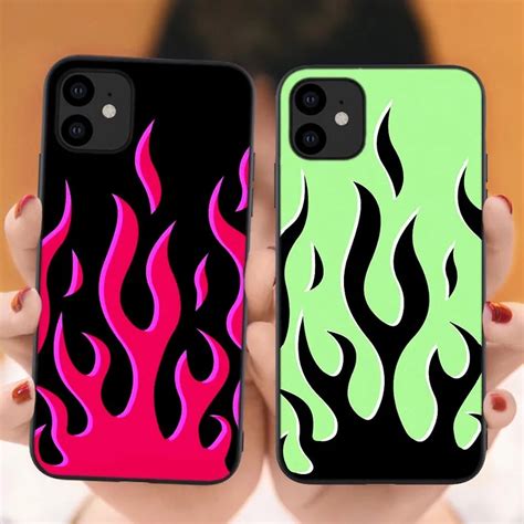 Matte Silicone Phone Case For Iphone 11 Pro Max Cool Green Flame Back Cover For Iphone 11 Xr X