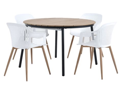 TAGEHOLM L118 168 Table Naturel 4 VANTORE Chaises Blanc JYSK