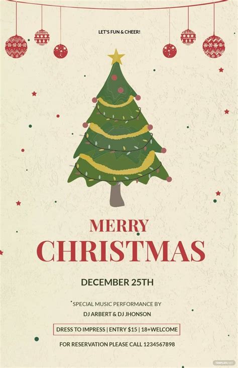 A Merry Christmas Flyer With A Tree On It