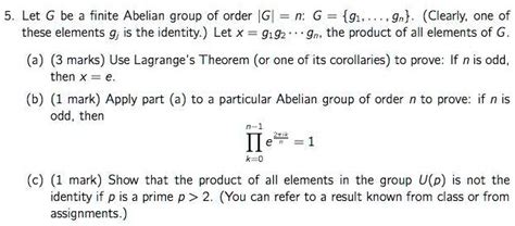 Solved Let G Be A Finite Abelian Group Of Order G N G G G