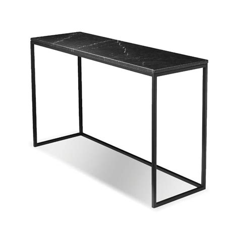 Mobital Onix Modern Sofa Table In Black Marble And Black Steel Frame