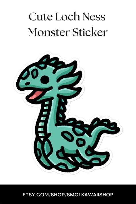 Cute Loch Ness Monster Sticker Chibi Kawaii Cartoon Design