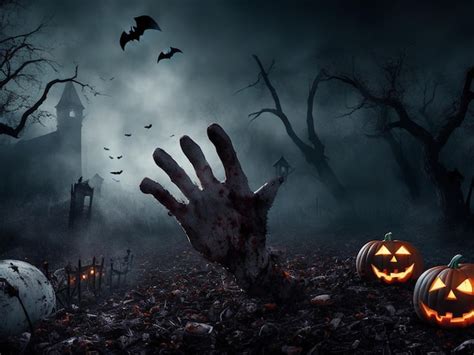 Premium AI Image | Halloween wallpaper with horror zombies