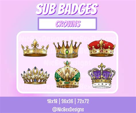 Crown Twitch Sub Badges Bit Badges Streamer Youtube Cheer