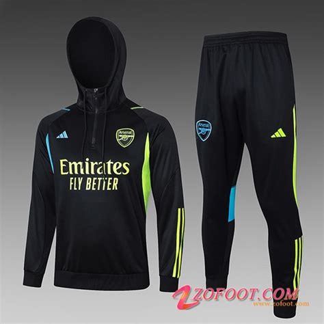 Offrir Ensemble Survetement Veste A Capuche Arsenal Enfant Noir Vert