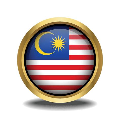 Malaysia Flag Circle Shape Button Glass In Frame Golden 20469040 Vector Art At Vecteezy