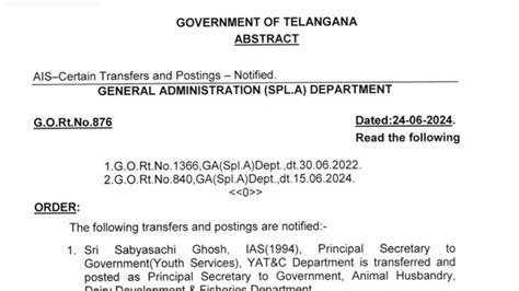 Major Reshuffle Of Ias Officers In Telangana Over Bureaucrats