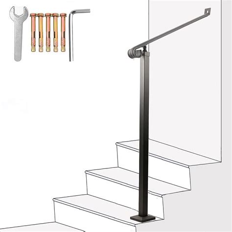 SPACEUP Steel Handrails 2 Steps For Outdoor Steps 46 5 Inch Fit For