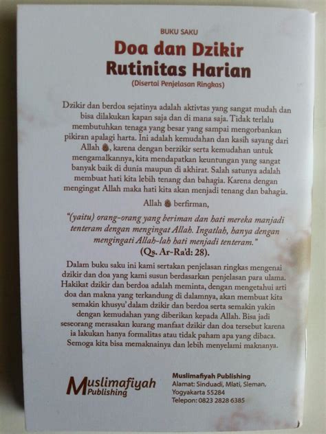 Buku Saku Doa Dan Dzikir Rutinitas Harian Disertai Penjelasan Ringkas