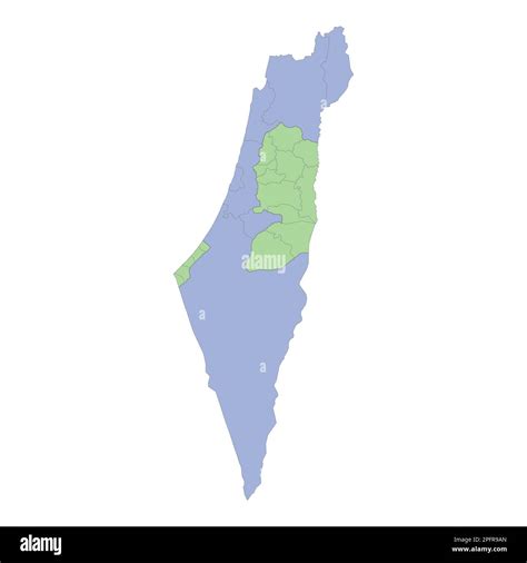 High quality political map of Israel and Palestine with borders of the ...