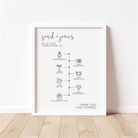 Minimalist Wedding Timeline Sign Template Modern Wedding Etsy