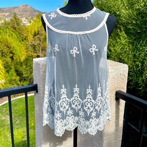 Monteau Tops Monteau Los Angeles Sheer Lace Blouse Poshmark