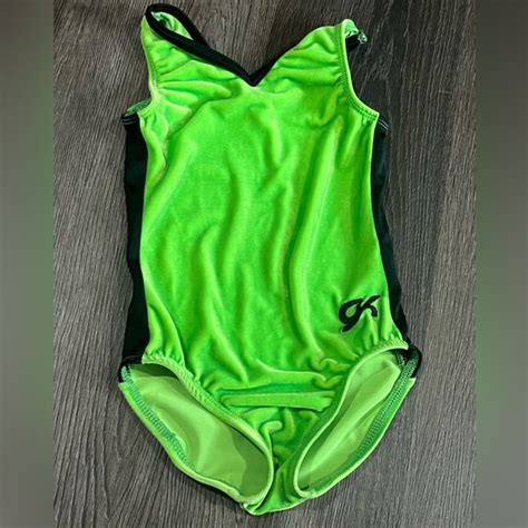 Gk Costumes 35 Gk Elite Gymnastic Leo Lime Green Black Full Velvet