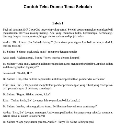 Teks Drama Pengertian Ciri Unsur Dan Contoh Singkatnya