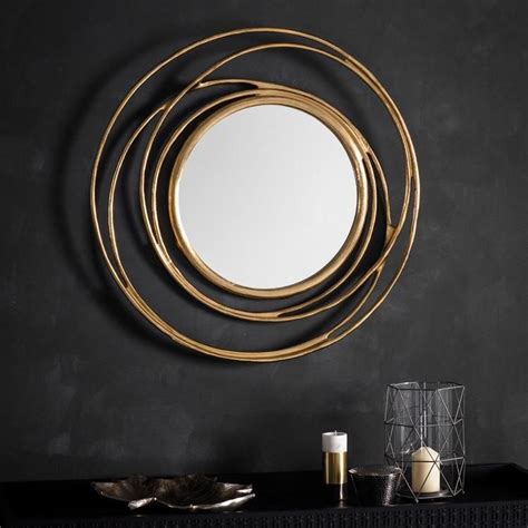 Allor Satin Gold Swirl Wall Mirror Gold Mirror Wall Round Gold