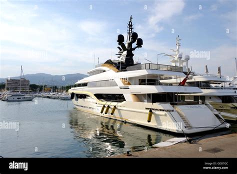 A Luxury Super Yacht Moored In A Harbour Stock Photo Alamy