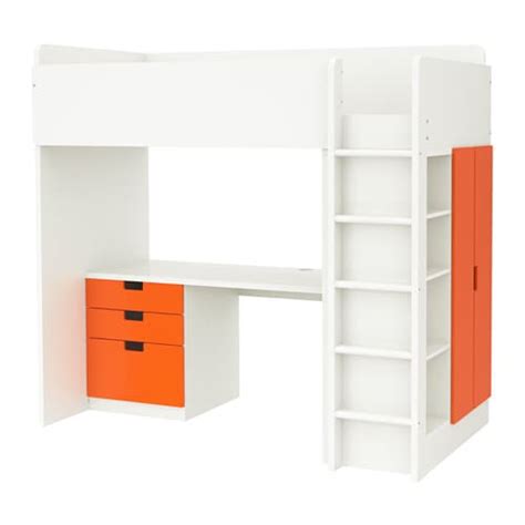 STUVA Loft Bed With 3 Drawers 2 Doors White Orange IKEA