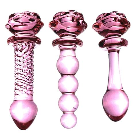 Vibrador Anal De Vidro Vermelho Rosa 3 Tamanhos Dilator Para Sexo Anal