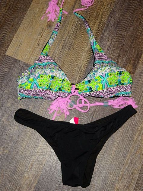 Victoria S Secret Swim Bikini Bathing Suit Reversible Gem