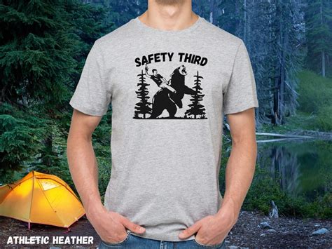 Funny Safety Third Shirt Man Riding Black Bear Shirt Funny Quote On T