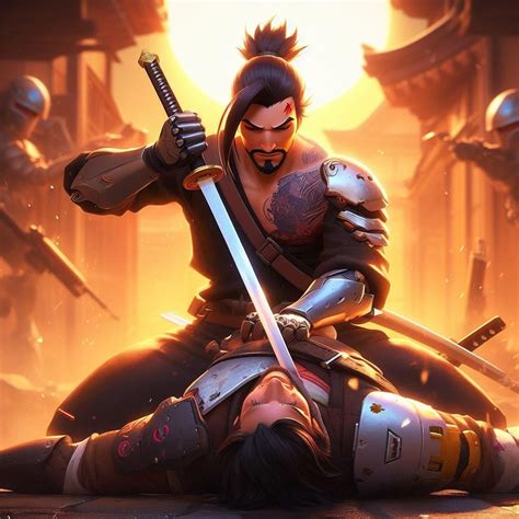 Ai Art Of Hanzo Defeating Genji With A Sword Rhe First One Is Pretty