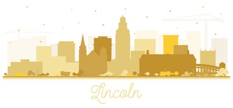 Lincoln Nebraska City Skyline Silhouette with Golden Buildings Isolated ...