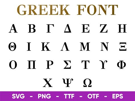 Greek Font Svg Greek Alphabet Ttf Otf Png Eps Svg Digital Download