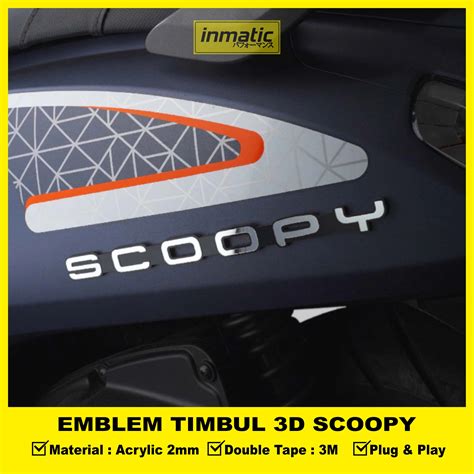 2PCS EMBLEM SCOOPY 3D EMBLEM LOGO SCOOPY TIMBUL AKSESORIS SCOOPY