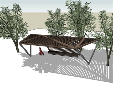 Pergola Seating Area Sketchup 3d Model Skp File Download Sketchupbox