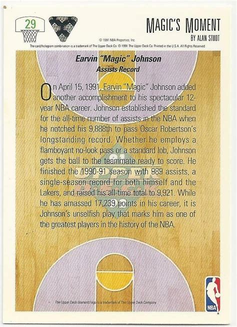 Earvin Magic Johnson LA Lakers 1991 Upper Deck 29 Moment NBA