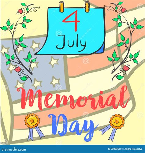 Doodle Of Memorial Day Style Hand Draw Stock Vector Illustration Of