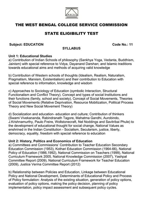 Education Set Syllabus For All Student S Pdf