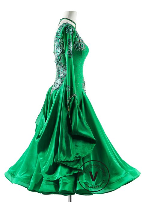 Emerald Elegance Ballroom Waltz Smooth Competition Dance Dress