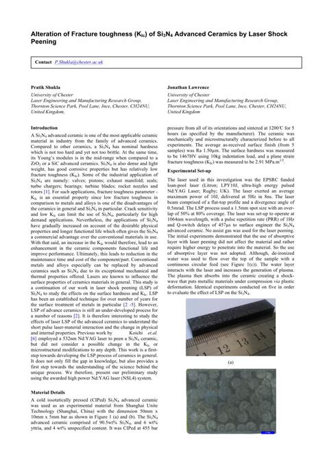 PDF Alteration Of Fracture Toughness KIc Of Si3N4 Advanced