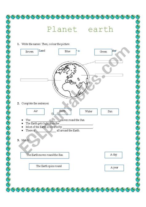 Planet Earth Worksheets For Kids