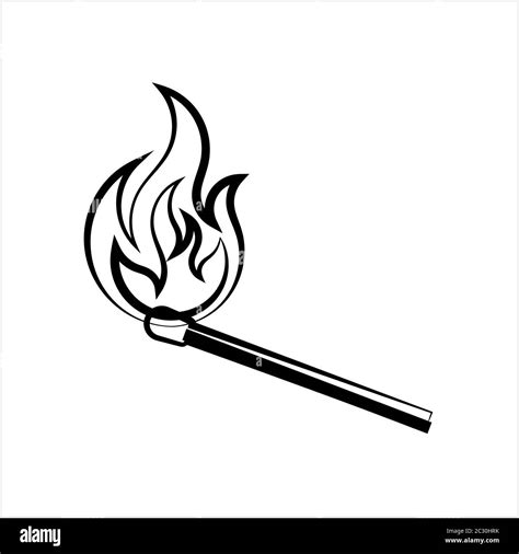 Lit Matchstick, Burning Matchstick Vector Art Illustration Stock Vector ...