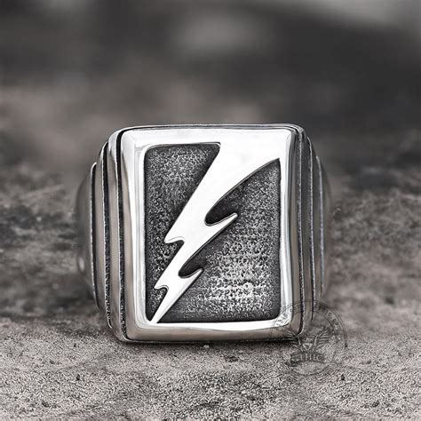 Lightning Bolt Stainless Steel Ring In 2021 Stainless Steel Rings