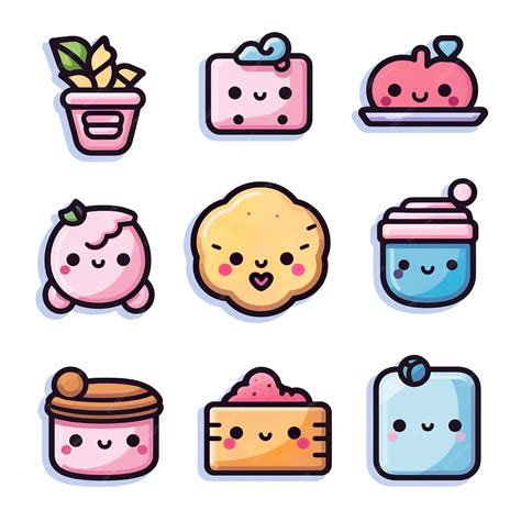 Premium Vector | A collection of cute kawaii food icons