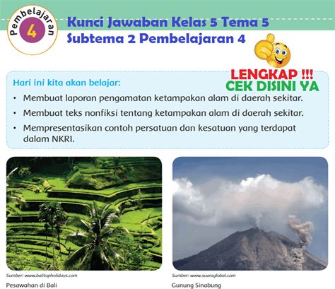 Lengkap Kunci Jawaban Kelas 5 Tema 5 Subtema 2 Pembelajaran 4 Simple News Kunci Jawaban