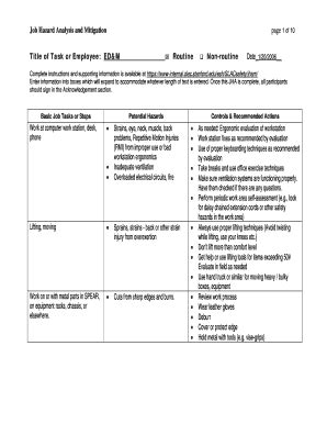 Fillable Online Ssrl Slac Stanford EDM JHA Form SSRL EDM 20060120 2