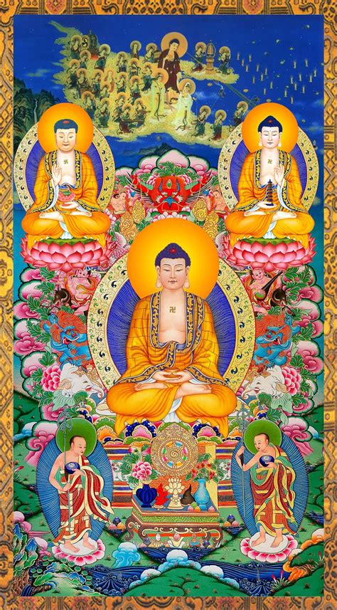 Thangka Art Amitabha Buddha 阿彌陀佛 Tôn Giáo Điêu Khắc Đạo Phật