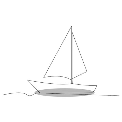 Barco De Vela De Mar Dibujo E Ilustraci N De Arte Vectorial Continuo De