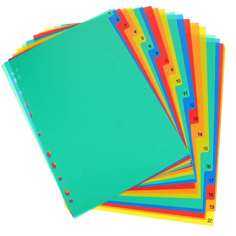 Eease 20pcs Office Binder Book Dividers Detachable Binder Tabs Notebook ...