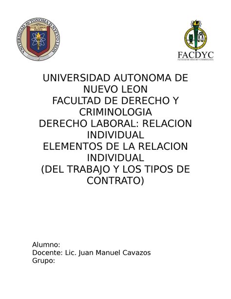 Cuadro Sinoptico Del Trabajo Individual Del Trabajo Universidad